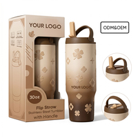 Vaso Térmico Aislado de 30oz con Asa y Tapa con Popote, Doble Pared de Acero Inoxidable 304, Antiderrames, Logotipo Personalizado, para Deporte, Gimnasio, Viajes, Coche