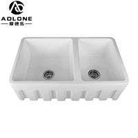 Majordome de cuisine Fireclay 30 pouces évier de cuisine en céramique blanche polie Simple Double bol forme carrée égouttoir tablier avant accessoire