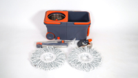 Nouveau balai serpillère rotatif pliable 360° 2026 avec roues universelles et poignée de transport portable, ensemble seau et balai serpillère en microfibre pour nettoyage humide et sec