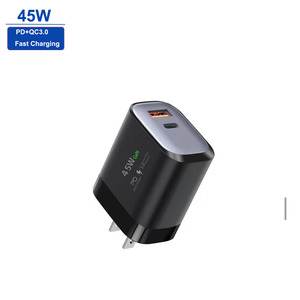 Cargador Rápido GaN de 45W, <span class=keywords><strong>PD3</strong></span>.<span class=keywords><strong>0</strong></span> QC3.<span class=keywords><strong>0</strong></span>, USB Tipo C, Salida Dual, Cargador de Pared Estadounidense, Adaptador de Corriente con Certificación FCC para Dispositivos Móviles - Product Image 1