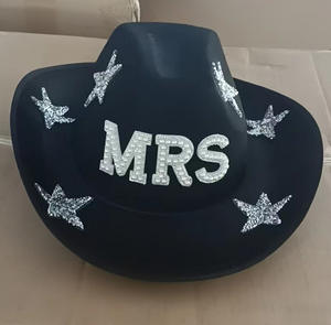 Go Party Bridal Wedding Bachelorette Party Cowboy <strong>Hat</strong> Crystal Star Pearl <strong>BRIDE</strong> MRS WIFEY GROOM Letter Pink <strong>Cowgirl</strong> <strong>Hats</strong> Women - Product Image 6