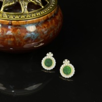 Boucles d'oreilles en jadéite naturelle de Birmanie de qualité A, boucles d'oreilles rondes en jadéite, pour femmes, à porter tous les jours, cadeau en jadéite (avec NGTC)