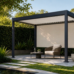 Pérgola de aluminio con techo de lamas RKOVE RK-C1, gazebo para exteriores con recubrimiento en polvo, estructura de sombra para jardín, pérgola para patio. - Product Image 1