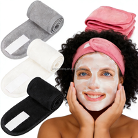Bandeau de yoga réglable en flanelle pour le lavage du visage, marque PSH, pour spa, maquillage, recyclable, logo personnalisé, coloré, modèle pour soins de la peau