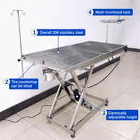 Table d'opération électrique OSCAT pour animaux, en acier inoxydable 304, inclinable, avec câble de mise à la terre de sécurité pour hôpital vétérinaire