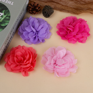 Flores de tela hechas a mano de gasa para accesorios para el cabello, bodas, despedidas de soltera, cumpleaños, uso diario. - Product Image 3
