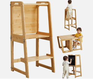 Tabouret <span class=keywords><strong>d</strong></span>'apprentissage Montessori convertible en bambou écologique avec tableau à dessin pour tout-petits - Product Image 1