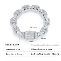 Vvs Moissanite Bijoux 14mm Cuban Link Bracelet En Argent Sterling 925 Moissanite Diamant Bracelet Moissanite baguette Bracelet