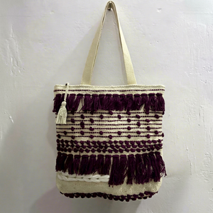 Sac fourre-tout en macramé à franges, style bohème, vente en gros |   Sac à bandoulière en jute tissé à la main avec fermeture éclair |   Sac de plage tribal géométrique - Product Image 1