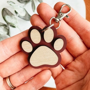Llavero de Madera con Huella de Pata de Mascota, Personalizado con Nombre Grabado, para Regalo de Fiesta - Product Image 5