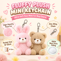 Mini porte-clés lapin mignon, ours en peluche doux, jouets de type animal en peluche, breloque de sac, pendentif de sac à dos pour enfants, filles, étudiants, cadeaux