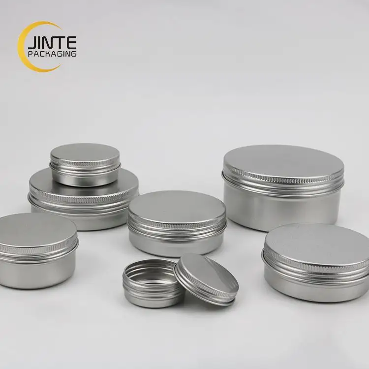 Hot Sales Empty Lip balm Scrub Aluminum metal Jar Tobacco container tin cans for Body Cream Candles Soap 10g 30g 60g 100g 250g