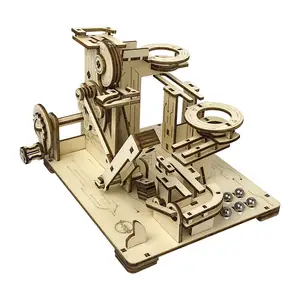 创意DIY手工模型玩具DIY手工组装机械大理石跑道木制拼图3D儿童