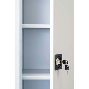 Armadio regolabile per mobili da ufficio con porte a battente e 4 ripiani con bordi arrotondati - Product Image 1