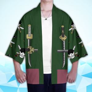 Anime <span class=keywords><strong>ONE</strong></span> PIECED Cosplay Roronoa <span class=keywords><strong>Zoro</strong></span> Costumes Kimono Femmes Hommes Cape Veste Arme Symbole Haori Cardigan Peignoir Pyjama Top - Product Image 3