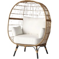 Canapé inclinable d'extérieur nordique une place en rotin plastique durable et lavable pour jardin, cour, balcon et terrasse