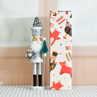 Guirlande de Noël en bois de pin argenté scintillant de 42 cm, fabrication artisanale, cadeau fait main, directement de l'usine