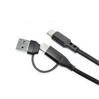 Câble USB-A/C vers C 2-en-1 en nylon tressé avec logo personnalisé, charge rapide 3A pour ordinateur et écouteurs