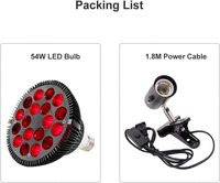 Lampe de Thérapie par Lumière Rouge, Ampoule Combo 54W 18 LED 660nm Rouge et 850nm Infrarouge Proche Compatible Corps et Visage