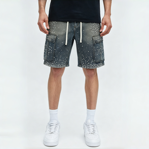 Shorts cargo en denim coupe droite taille mi-haute Cool Urban, respirants, résistants à la décoloration, en polycoton, avec cordon de serrage et poches cargo - Product Image 1