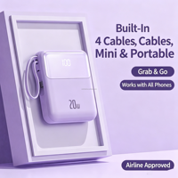 Batterie externe à charge rapide 10000 mAh, chargeur portable avec câble intégré PD QC3.0, Power Banks 10000 mAh, batterie externe
