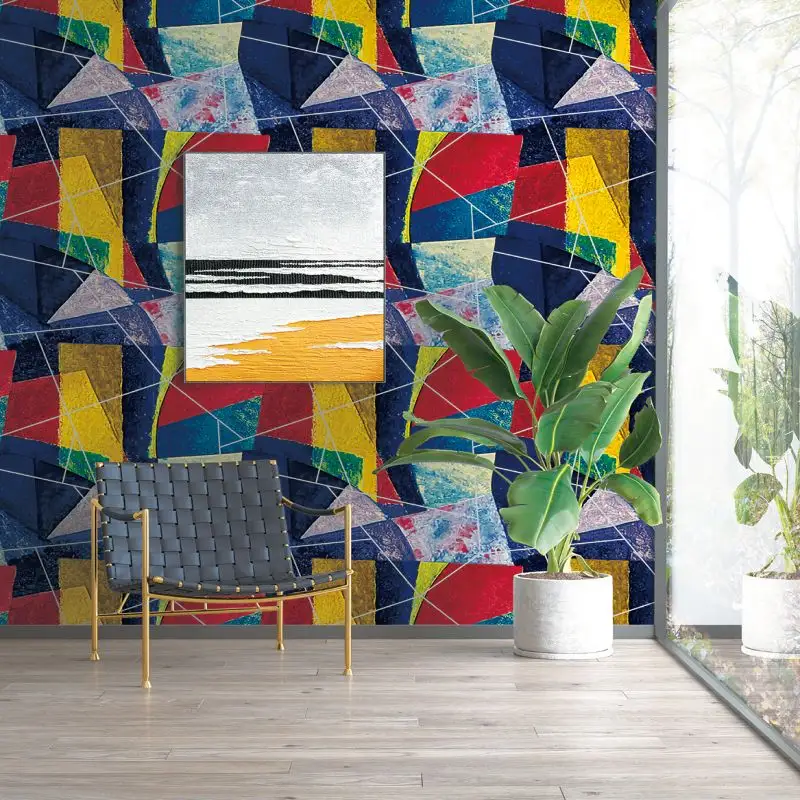 Removable DIY Sticker Wallpaper Floor Tile Pvc Model Design Vinyl Graphic Design luxury colorful geometric wall paper