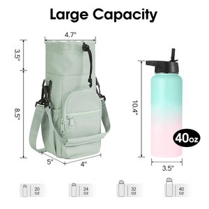 Pochette isotherme personnalisée de luxe en néoprène pour bouteille d'eau de 40 oz, sacs de transport pour bouteille d'eau avec bandoulière croisée - Product Image 2