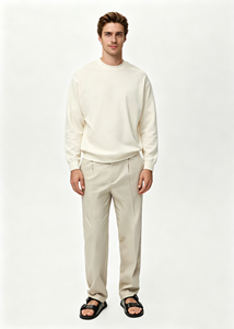 OEM personalizado Otoño Invierno manga larga Top hombres blanco 100% algodón <span class=keywords><strong>sudadera</strong></span> de alta calidad de gran tamaño pesado cuello redondo <span class=keywords><strong>sudadera</strong></span> - Product Image 4