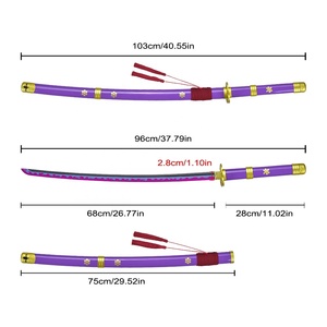 Réplique <span class=keywords><strong>de</strong></span> l'épée <span class=keywords><strong>Katana</strong></span> d'Enma en acier carbone violet <span class=keywords><strong>de</strong></span> 103 cm, inspirée du manga japonais One Piece, réplique originale <span class=keywords><strong>de</strong></span> l'épée <span class=keywords><strong>de</strong></span> <span class=keywords><strong>Zoro</strong></span> - Product Image 2