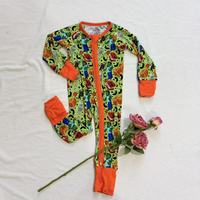 Combinaison bébé unisexe personnalisée en bambou à motif Halloween avec fermeture éclair bidirectionnelle, vêtement de nuit une pièce pour le printemps, pour nourrissons et tout-petits