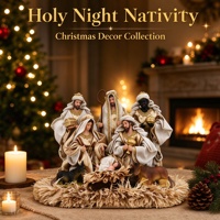 Crèche en résine artisanale, figurines de Noël décoratives et de collection, ensemble de la Sainte Famille 3 pièces beige et or