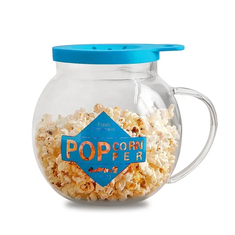 Glas Popcorn Popper Bowl Mikrowelle mit BPA Free Silikon deckel und Griff