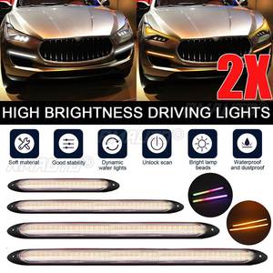 Accessoires de voiture, bande LED flexible 12V, clignotant jaune et blanc, éclairage diurne à défilement automatique pour phares, 2 pièces - Product Image 1