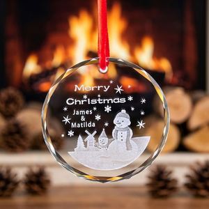 Factory Supply K9 Crystal Glass Christmas <b>Ornaments</b> Custom Engraving Logo Clear Glass Christmas Tree Hanging <b>Ornament</b> - Product Image 2