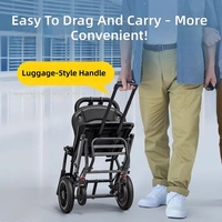 Fauteuil roulant léger en aluminium pliable pour avion, capacité de charge de 100 kg, pour les voyages des personnes âgées