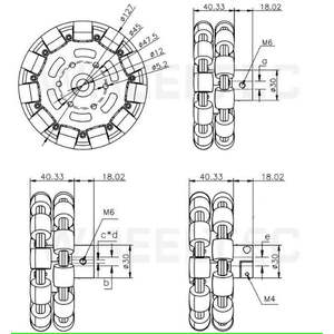 Rueda Omnidireccional para Robot, Neumáticos Metálicos para Coche, Piezas DIY 40.25x18.4 M6 M4 - Product Image 2