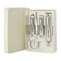 JM - Elegante Juego de Cortaúñas Blanco de 7 Piezas, Juego de Cortaúñas Profesional de Acero Inoxidable, Kit de Cuidado Personal para Viajes, Juego de Manicura y Pedicura