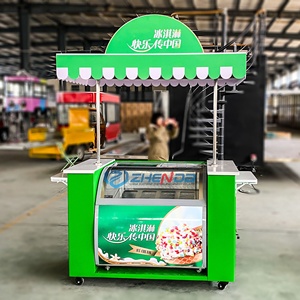 Chariot de livraison alimentaire mobile électrique à 4 roues en acier ZHENDA avec abri, garantie 12 mois, pour bar à glaces extérieur, kiosque, centre commercial - Product Image 5