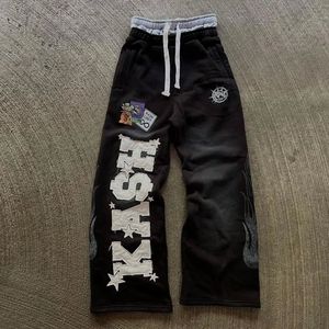 Streetwear Custom Distressed Embroidery Patch Logo Vintage <b>Silk</b> Screen Printing Cotton Heavyweight Loose Fit Mens Acid <b>Pants</b> - Product Image 1