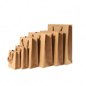 Sac en papier kraft écologique avec poignées, personnalisable en gros, sac cadeau pour festival, sac d'emballage pour bijoux avec logo de marque - Product Image 2