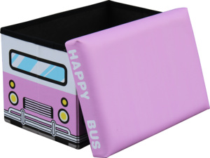 RTS Lovely <strong>pink</strong> Happy Bus Printing Pvc Foot Rest Ottoman <strong>Stools</strong> for Home Living Room Furniture - Product Image 2