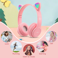 Nouveaux écouteurs sans fil Bluetooth, casque de jeu avec oreilles de chat, casque lumineux, casques sportifs mignons pour filles et garçons, cadeaux