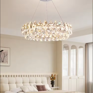 Zeal Lighting Round Raindrop Crystal Chandelier Diseño de círculo creativo para sala de estar con opción de función de altura ajustable - Product Image 4