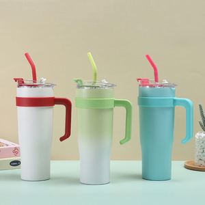 Vaso térmico de viaje para coche Ice Bully Handle Mug de 40oz, doble pared, con tapa, pajita y base antideslizante, ODM, marca personalizada - Product Image 2