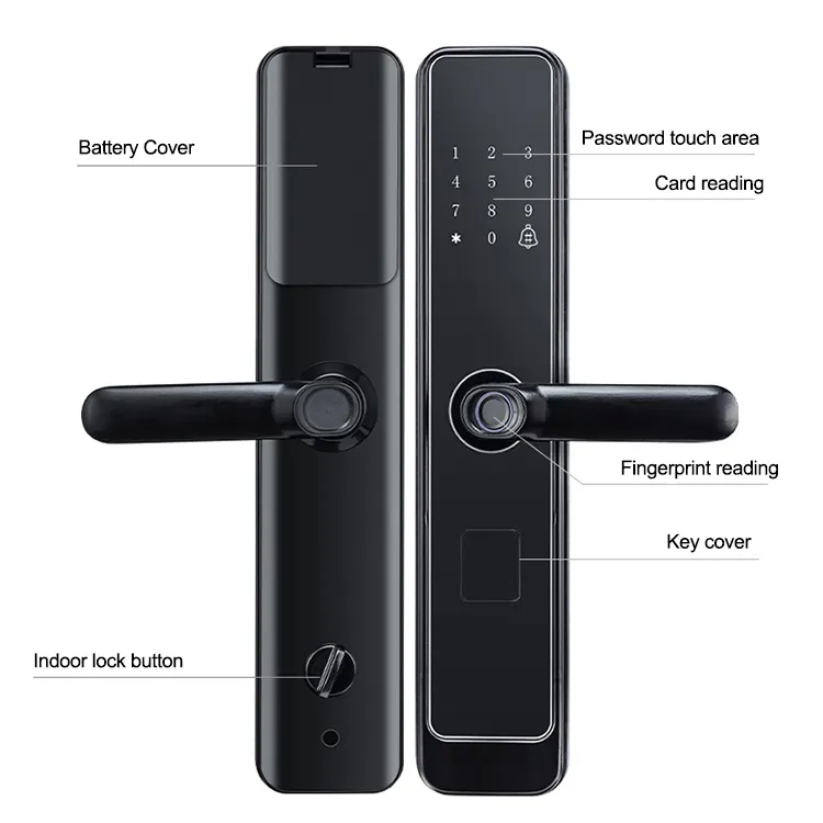 An ninh điện mật khẩu vân tay ttlock kỹ thuật số xử lý điều khiển từ xa Keyless doorlock thép Brass cửa thông minh khóa