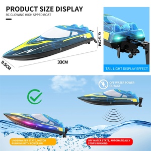 V006 30KM/H RC Racing Speedboat LED 7-Color <b>Lights</b> One Click Reset 150m Remote Distance 2.4G Remote Control Batteries USB Cable - Product Image 4