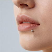 Perhiasan Tindik Bibir 316L Surgical Steel North Star Labret Stud Ulir Dalam Monroe Medusa Helix Tragus 16G Baru