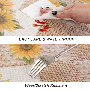 HuiHe vinile misura girasole tovaglia rotonda <span class=keywords><strong>per</strong></span> sala <span class=keywords><strong>da</strong></span> pranzo con bordo elastico - Product Image 4