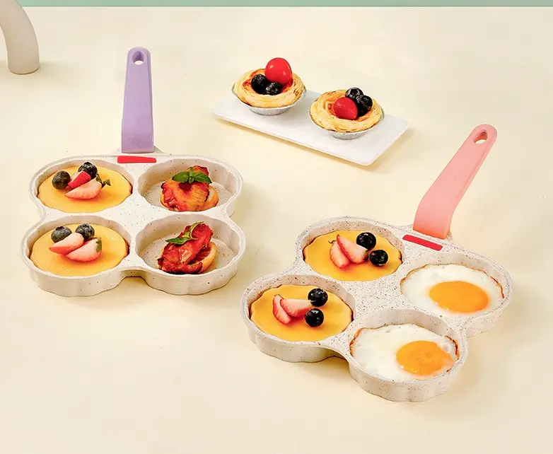 Home Kitchen Use Lace Four Holes Non-Stick Egg Pastry Cookware Pot Mini Breakfast Pan