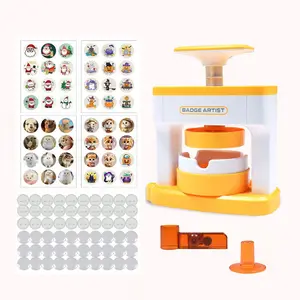 Home use manual Cartoon photo tinplate round DIY Craft badge maker set pin badge making machine